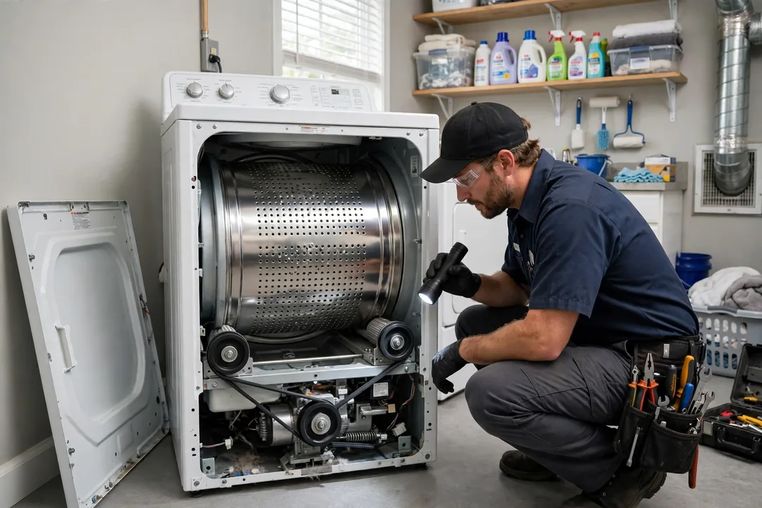 Why Is My Dryer Squeaking: dryer drum rollers and idler pulley that cause a dryer to squeak