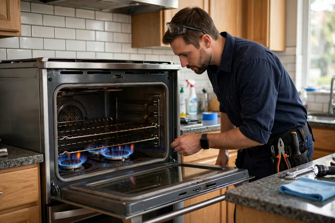 Gas oven burner with a weak uneven flame while fixing a gas oven that will not heat right