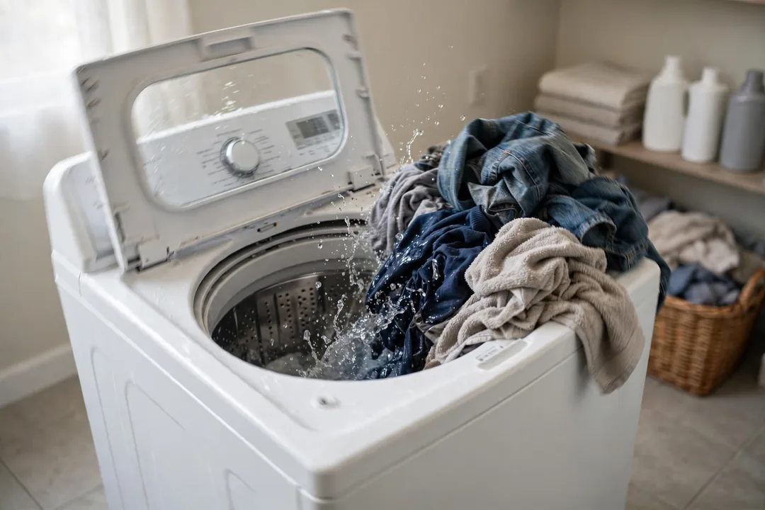 Washer Shaking: washing machine shaking during spin cycle showing an unbalanced load problem